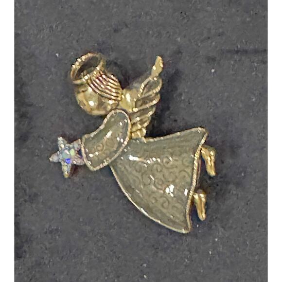 Very CuteVintage Christmas Angel Pin Gold-Tone Holiday Brooch CP127 - Picture 2 of 3